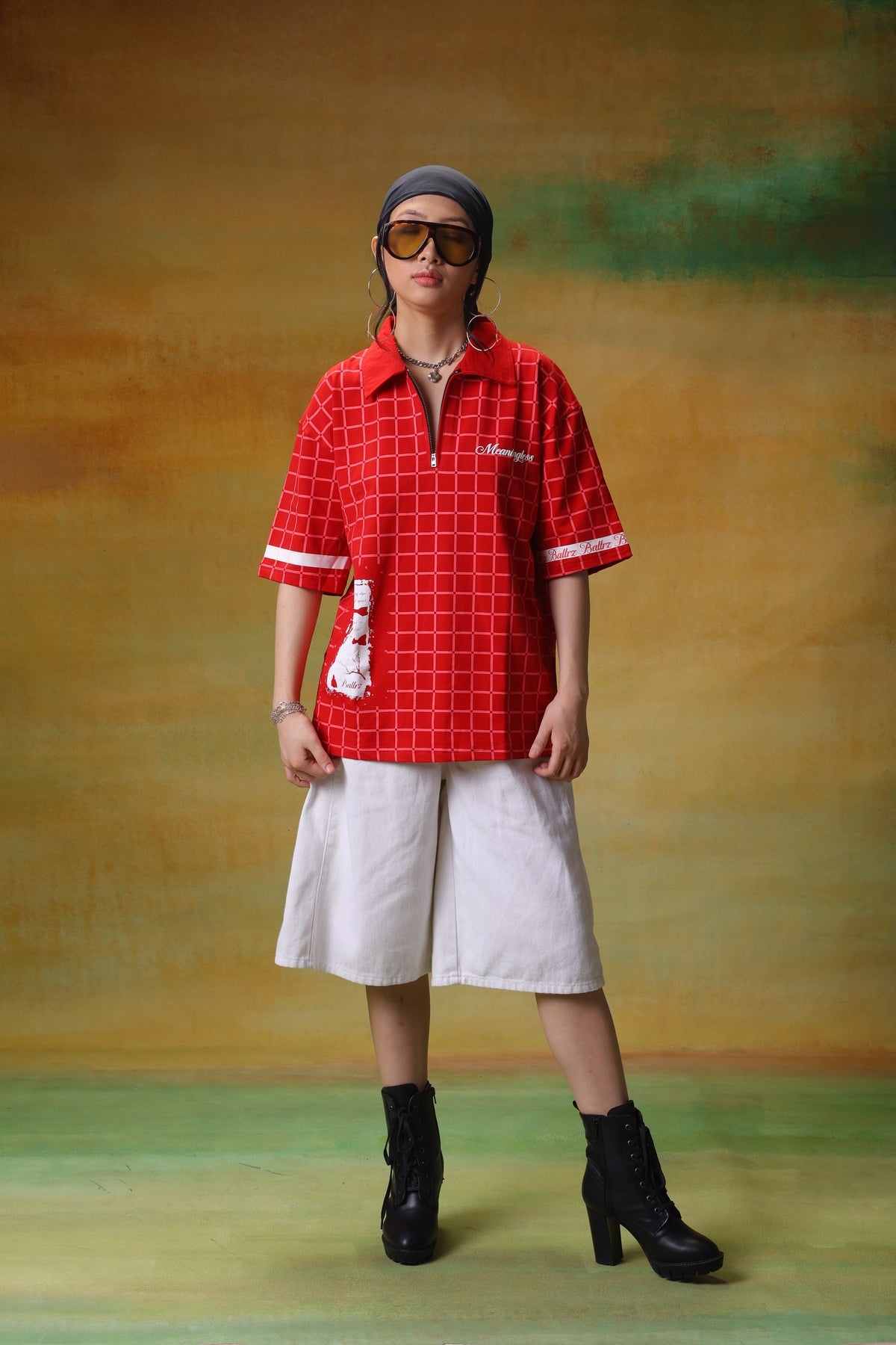 Red Grid Graphic TShirt