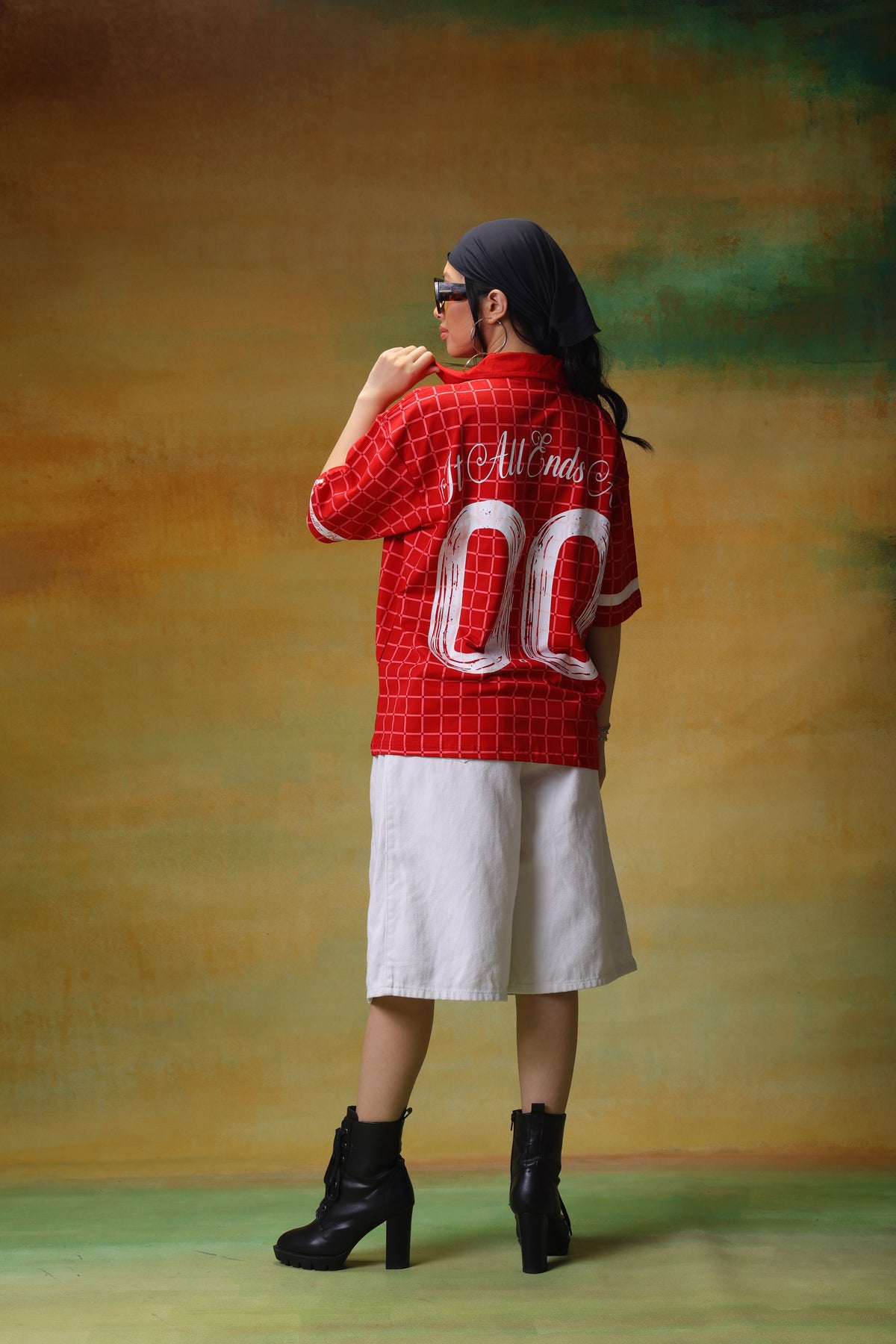 Red Grid Graphic TShirt
