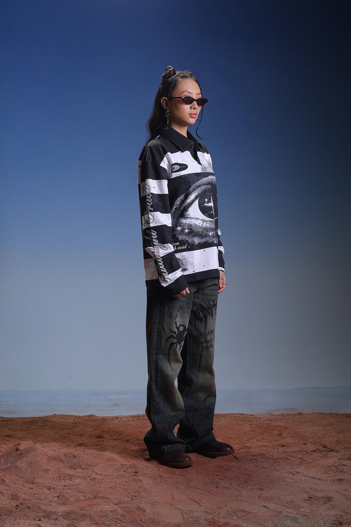 BALLRZ Monochrome Riot Striped Polo